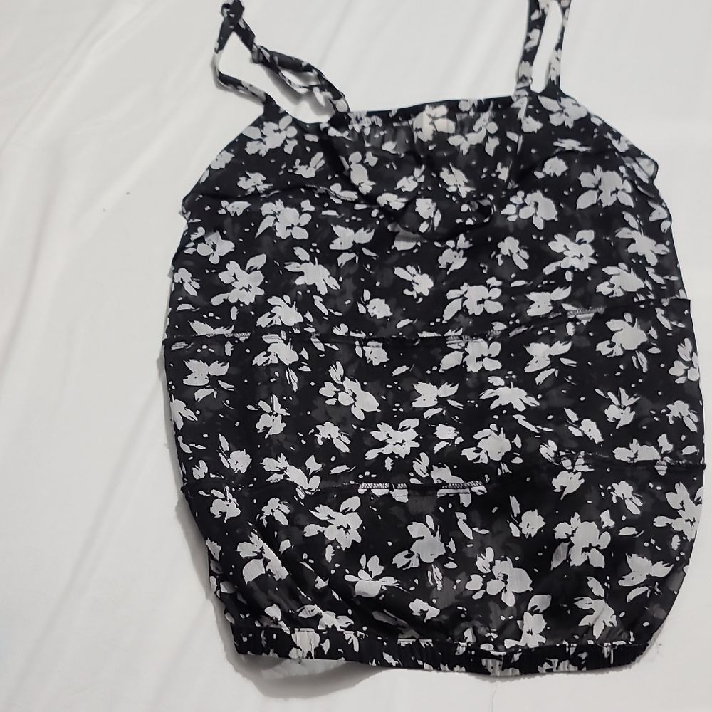 Torrid Black and White Floral Blouse